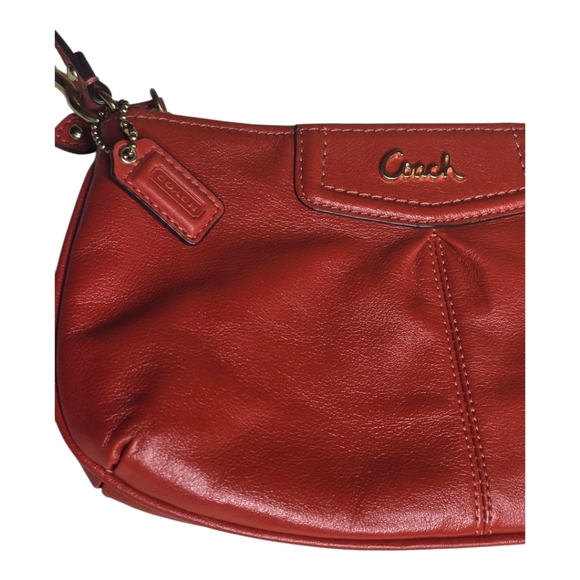 Coach Ashley Leather Wristlet Burnt Orange Gold Logo Clutch Bag - Picture 3 of 11